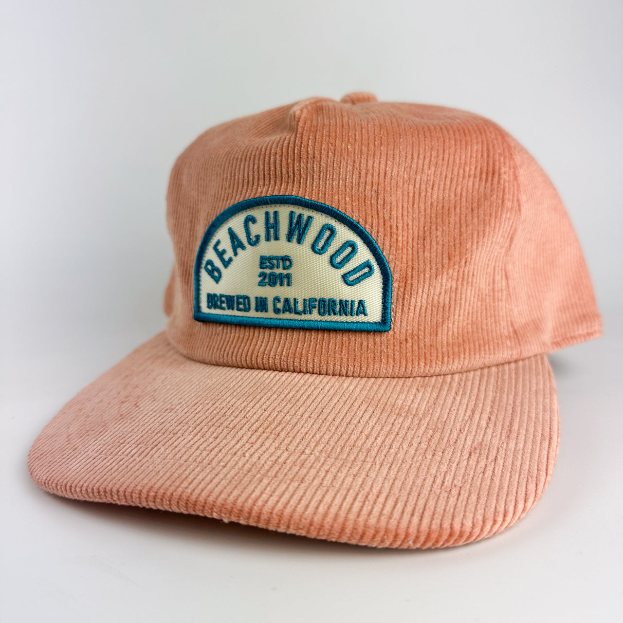 Corduroy 5-Panel Beachwood Brewing Patch Snapback - Peach