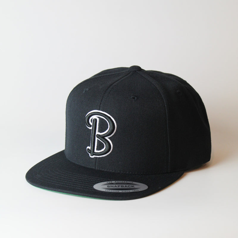 Beachwood "B" Snapback in Black with White embroidery.