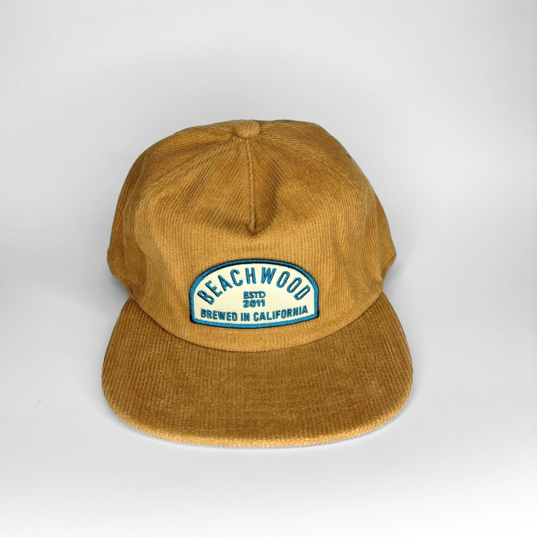 Corduroy 5-Panel Beachwood Brewing Patch Snapback - Khaki